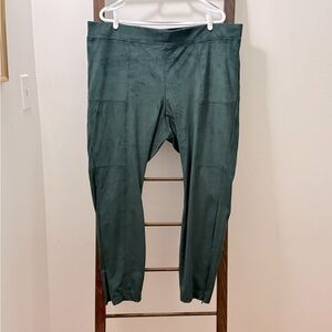 faux-suede leggings with stitching and zipper details